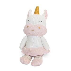 KENZIE UNICORN Plush Knitted Unicorn Doll - Pink and White